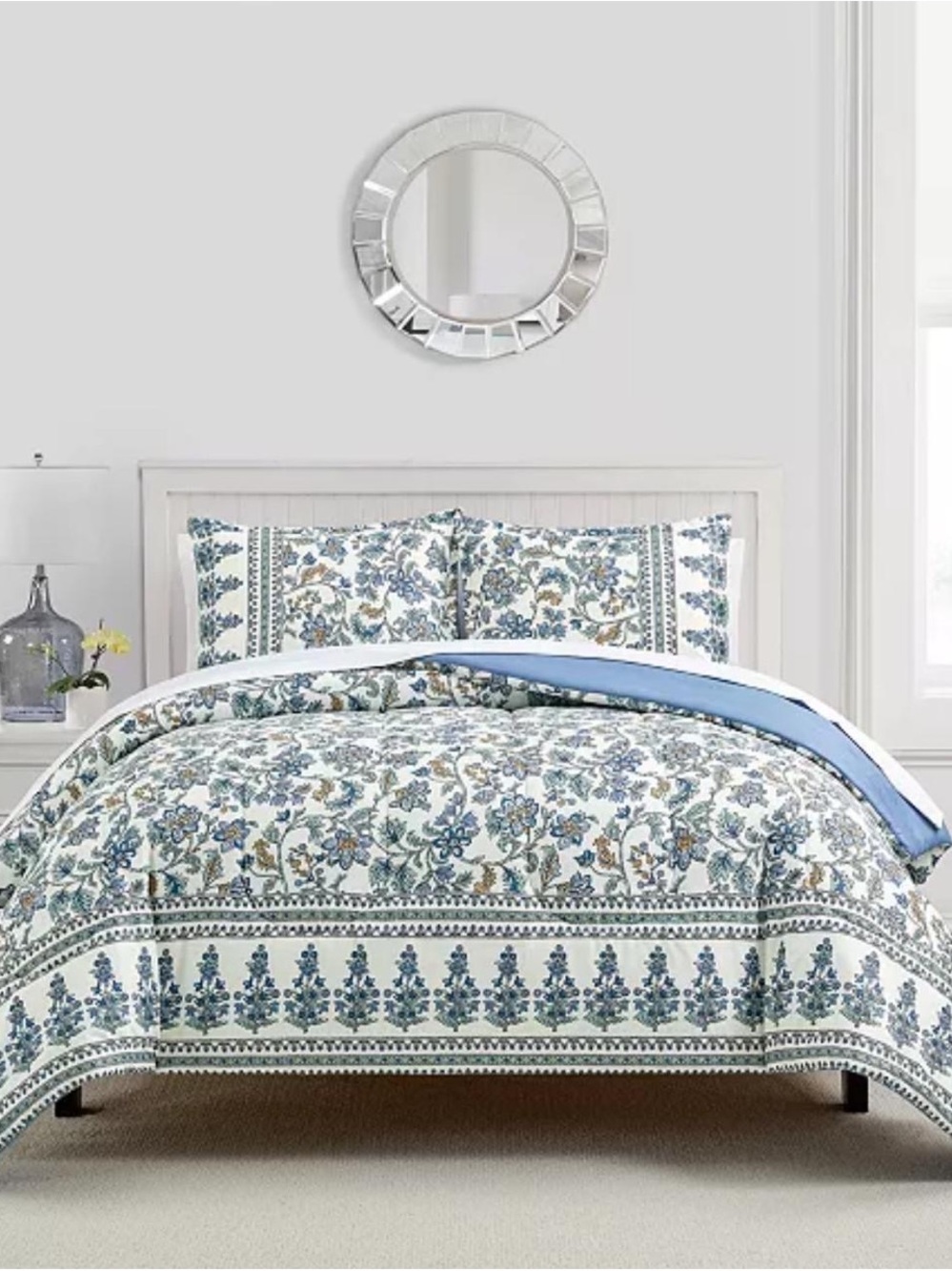Macy's Blue and White Floral Reversible Comforter Set
